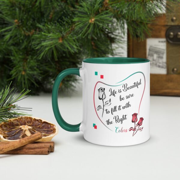 white-ceramic-mug-with-color-inside-dark-green-11oz-left-64eb5a1bc6f25.jpg Life is Beautiful - Mug with Color Inside