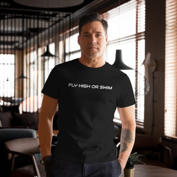 mens-premium-cotton-t-shirt-black-front-65ad5cbd64785.jpg Fly High or swim Men's premium cotton t-shirt