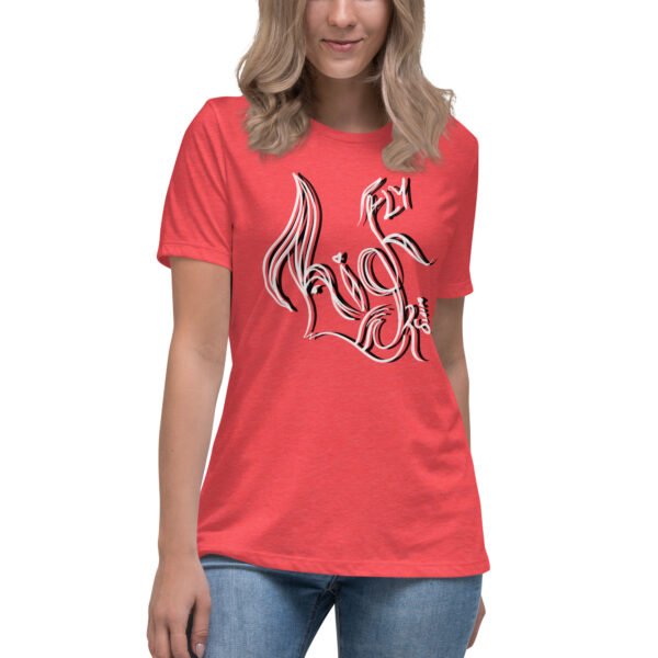 womens-relaxed-t-shirt-heather-red-front-65ad5ba47e33f.jpg Women's Relaxed Fly high or Swim Custom T-Shirt